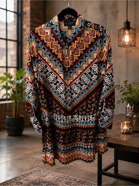 Laundry by Shelli Segal Boho Print Shirt Dress | Size M